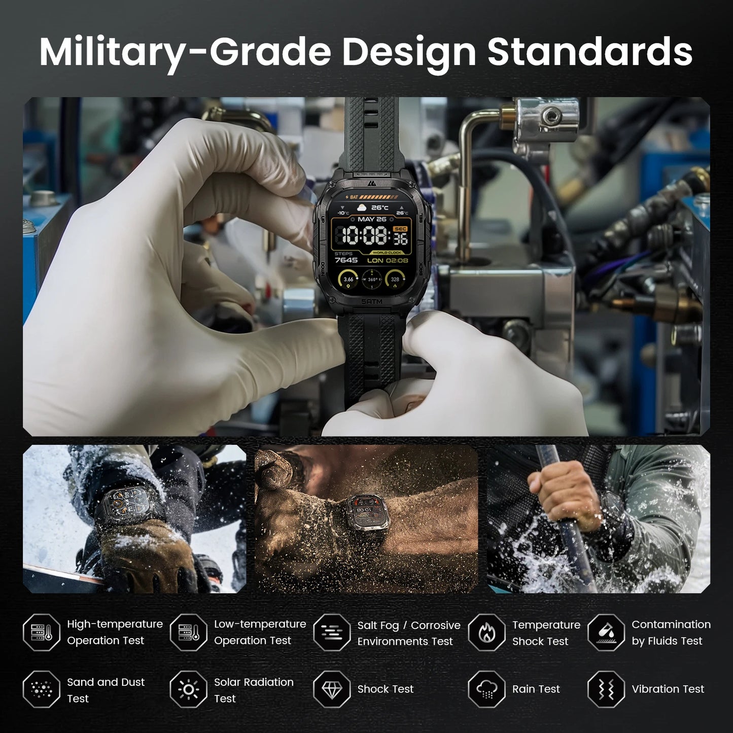 Kospe Tank M4C GPS Smartwatch MIL-STD-810H 5ATM Waterproof