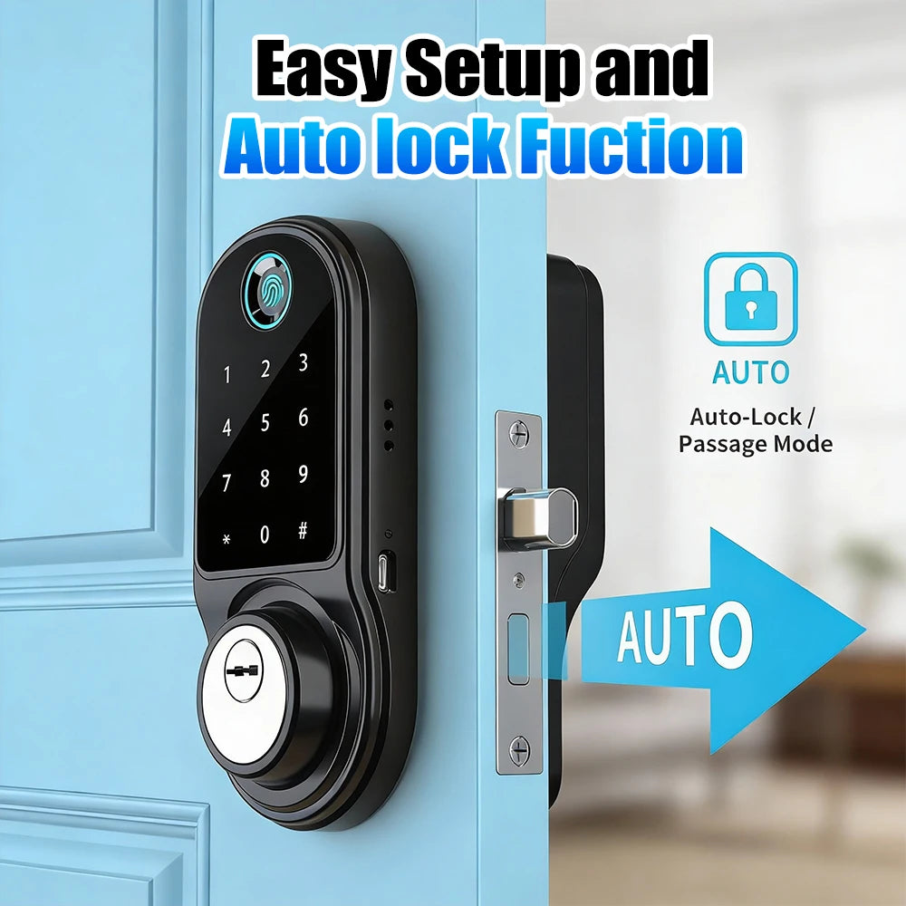 Bluetooth Smart Deadbolt Lock Keyless Entry Fingerprint Touch Keypad