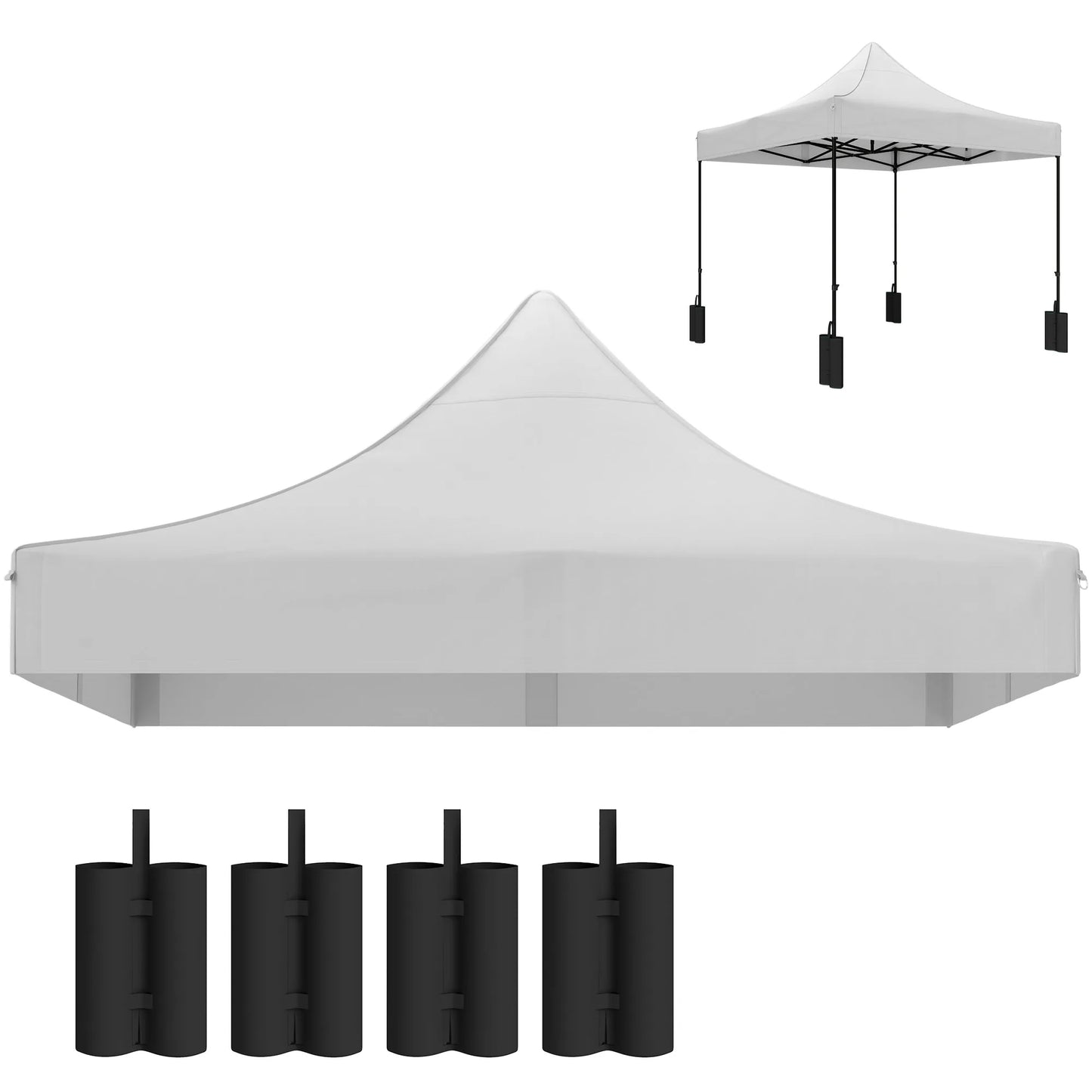 10' x 10' Pop up Canopy Replacement Top with Weight Bags, White