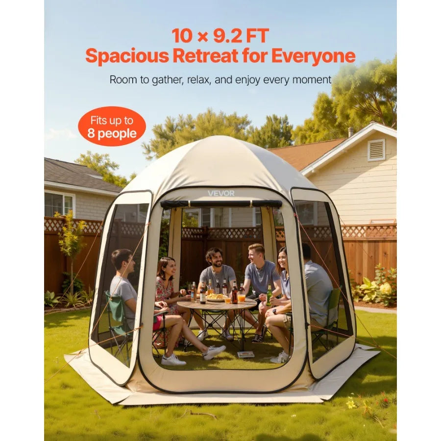 Screen House Pop Up Tent With Netting Sides Stakes