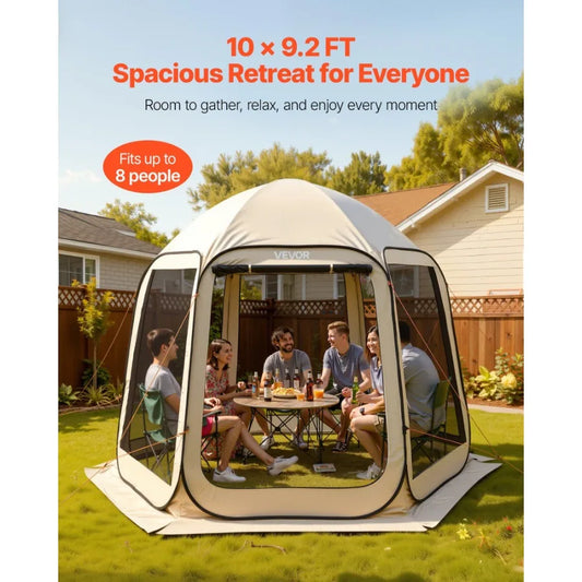 Screen House Pop Up Tent With Netting Sides Stakes