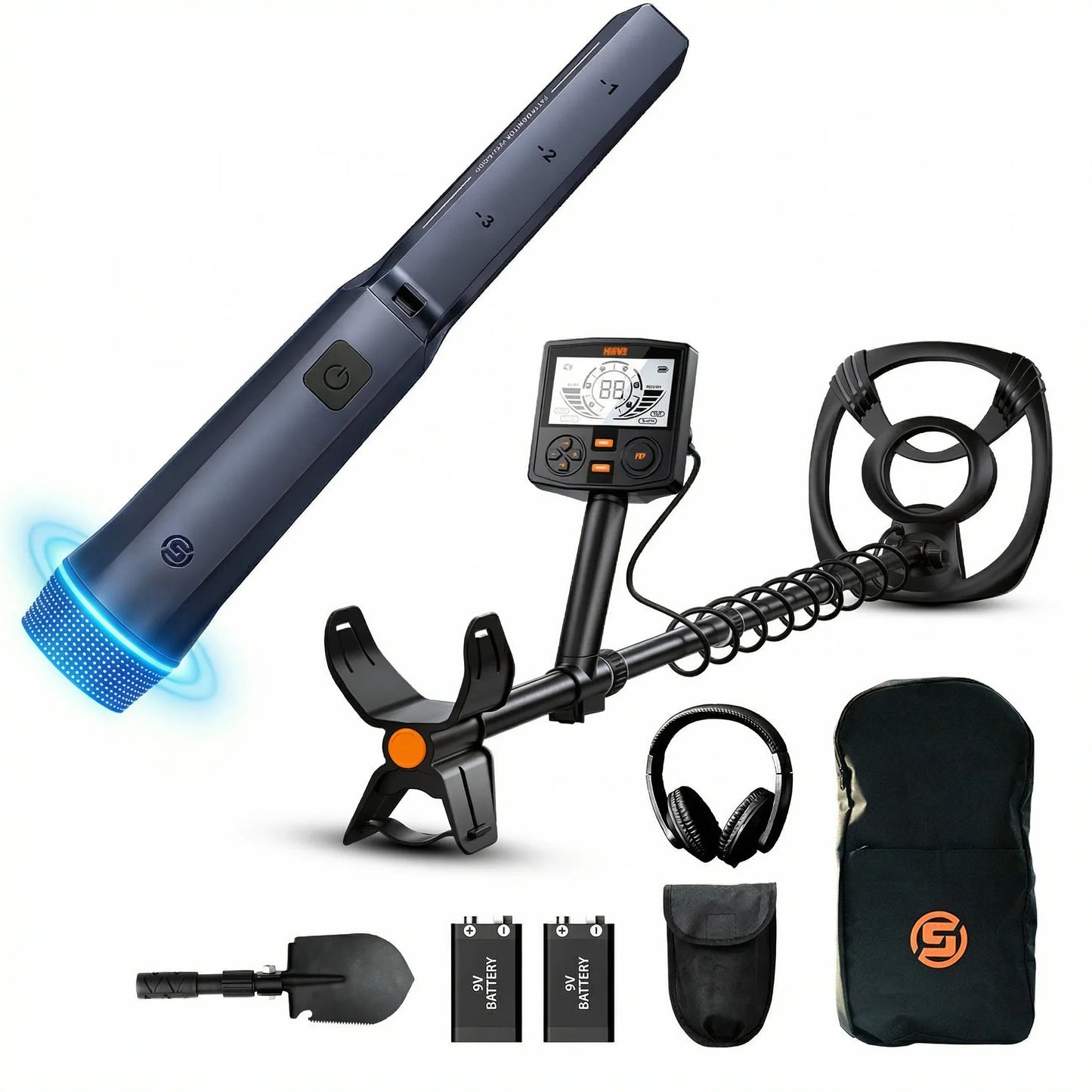 SUNPOW Professional Underground Metal Detector for Adults, 12" (30cm) Waterproof Coil High Precision, 5 Modes Dual Backlit LCD DSP, Adjustable 48-150cm for Gold Treasure Hunting