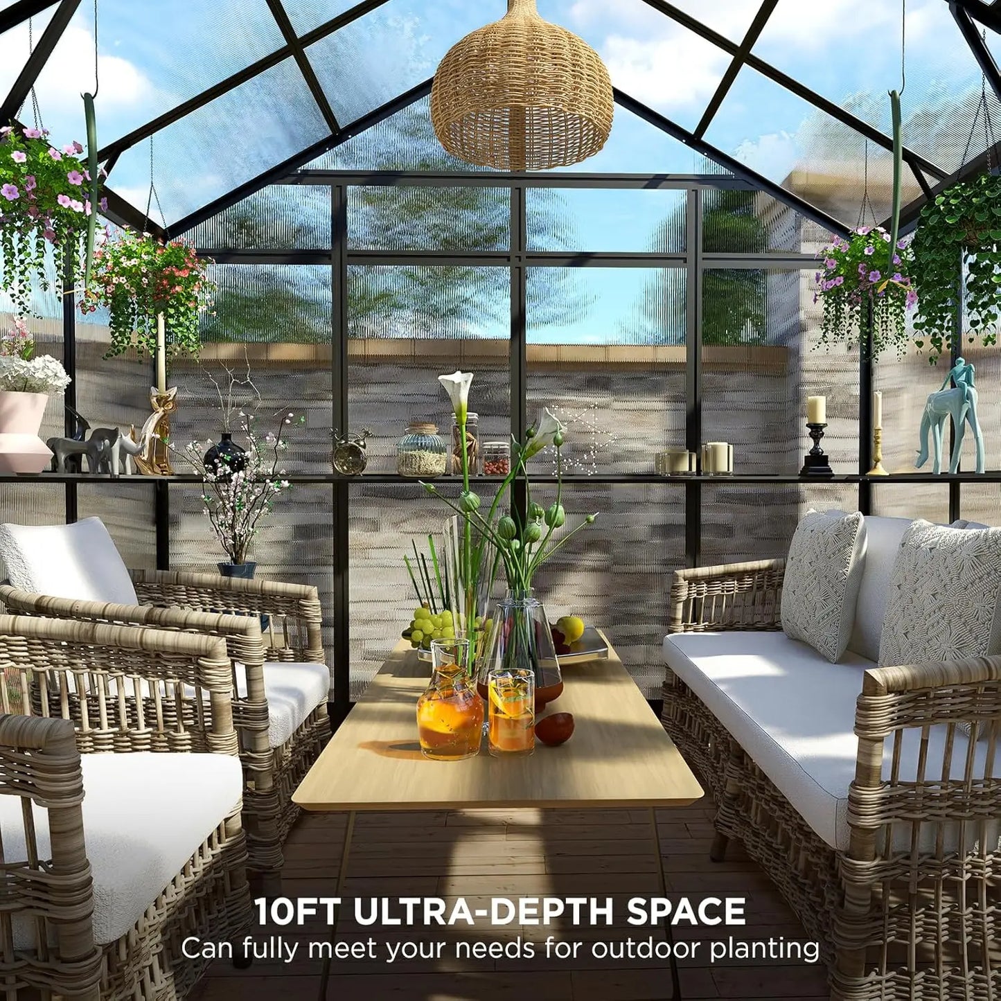 Aluminum Greenhouse For Outdoors With Polycarbonate Panels And Lockable Door