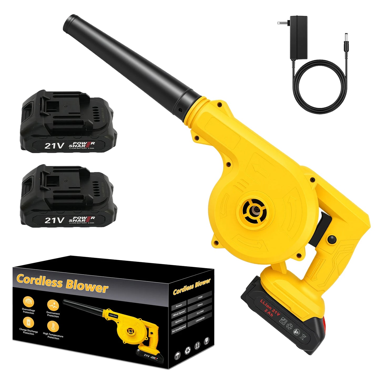 21V Cordless Leaf Blower 2 In 1 15000RPM With Charger