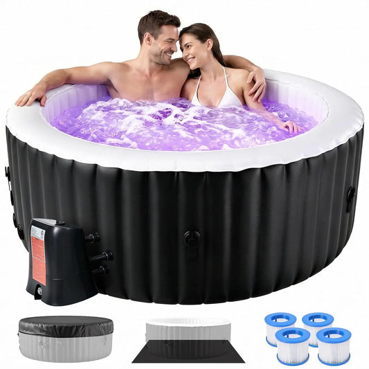 Inflatable Hot Tub With LED Lights Portable Spa For Outdoors