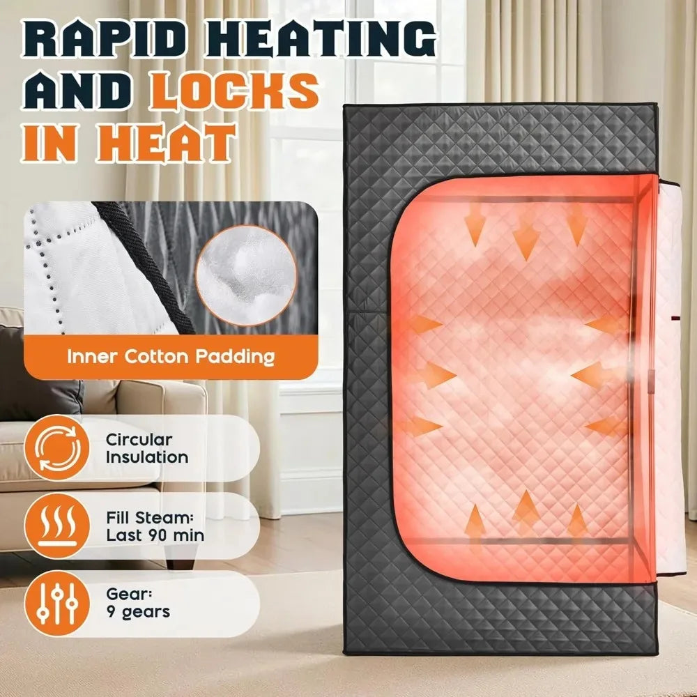 Portable Steam Sauna Tent With 1500W Steamer Remote Control