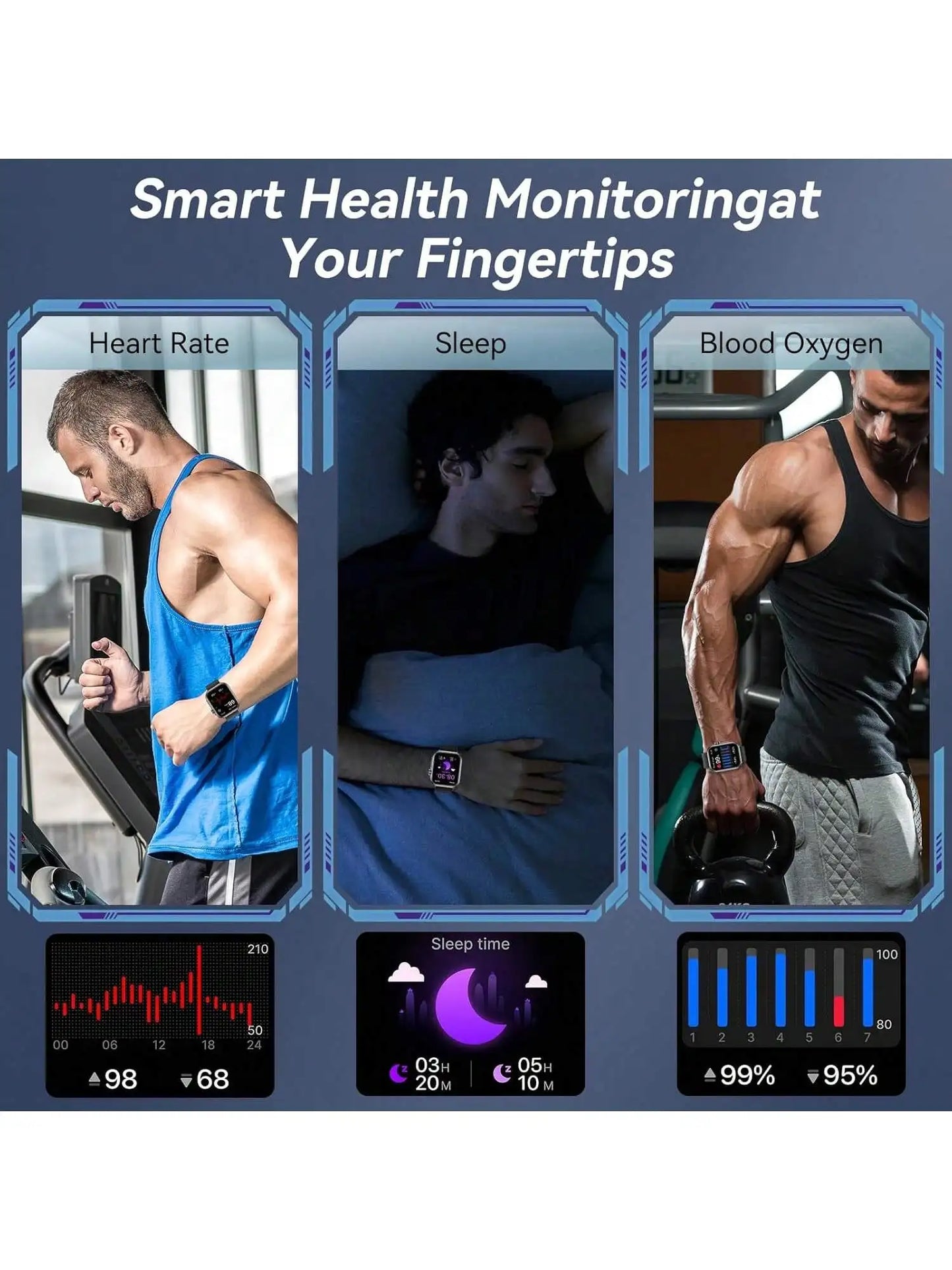 Smartwatch With Case And 7 Bands Bluetooth Calling Fitness Tracker