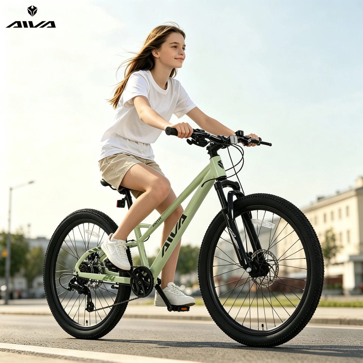Aluminum Hardtail Mountain Bike With Seven Speed Disc Brakes