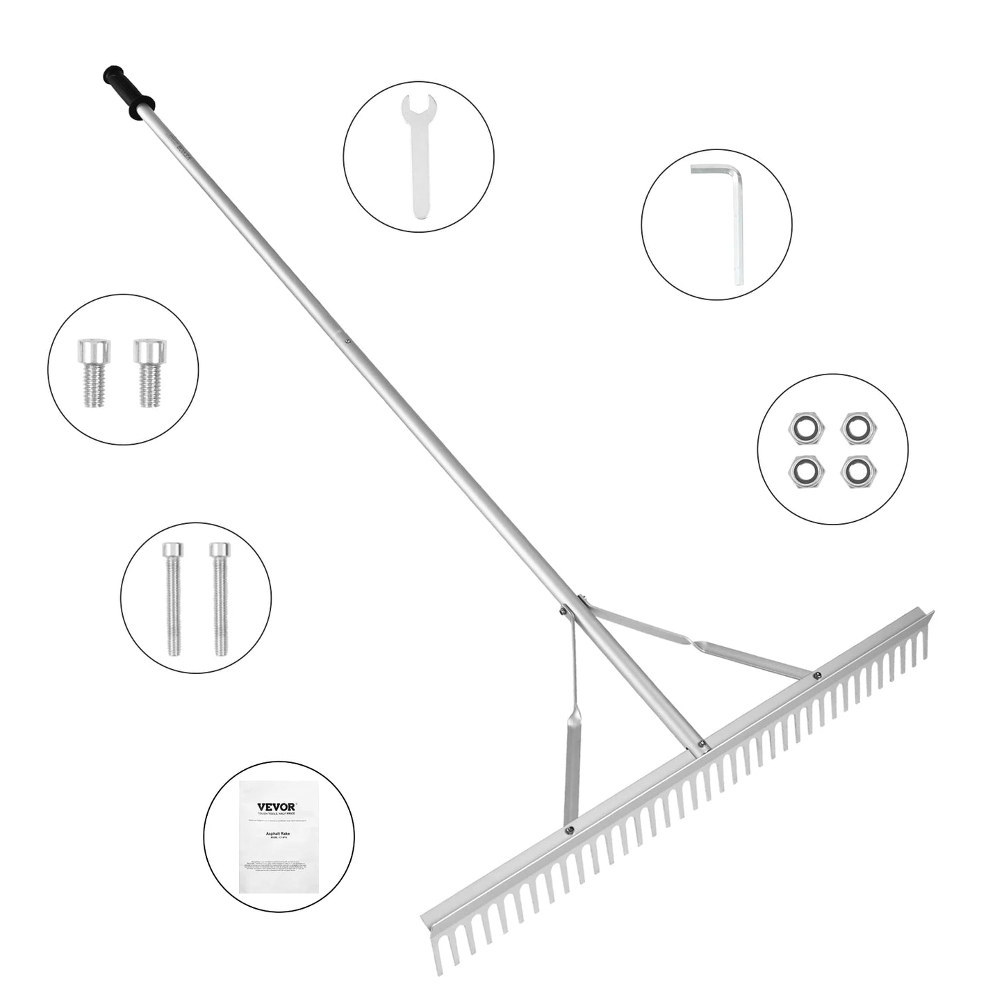 Aluminum Landscape Rake With 37 Teeth For Lawn Care And Garden
