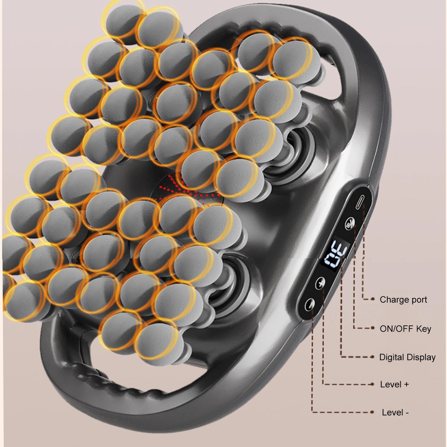 42 Roller Nodes Electric Deep Tissue Massage Roller LCD Digital Display Adjustable Speed Rechargeable Portable Full Body Massager for Foot Leg Calf Waist Buttock Neck Shoulder Muscle Pain Relief