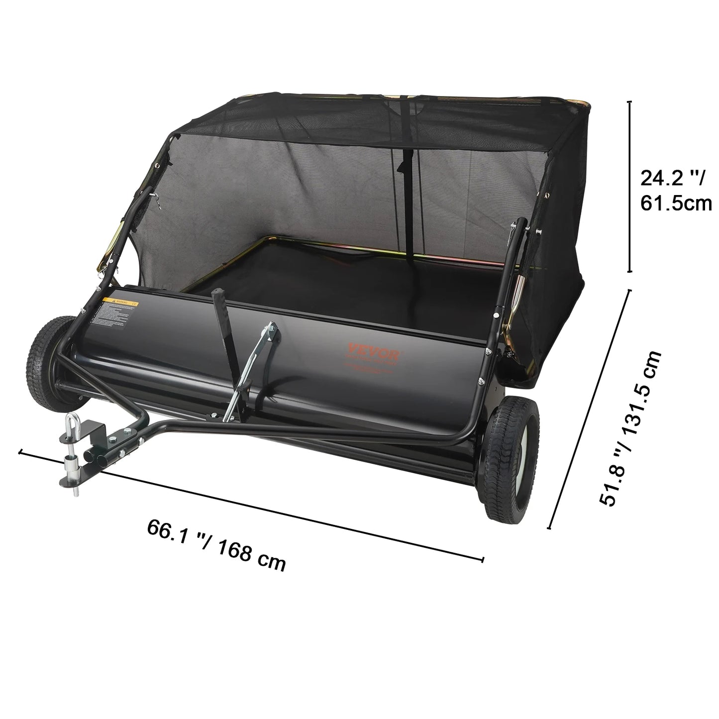SucceBuy Tow Behind Lawn Sweeper Large Capacity Leaf Grass Collector