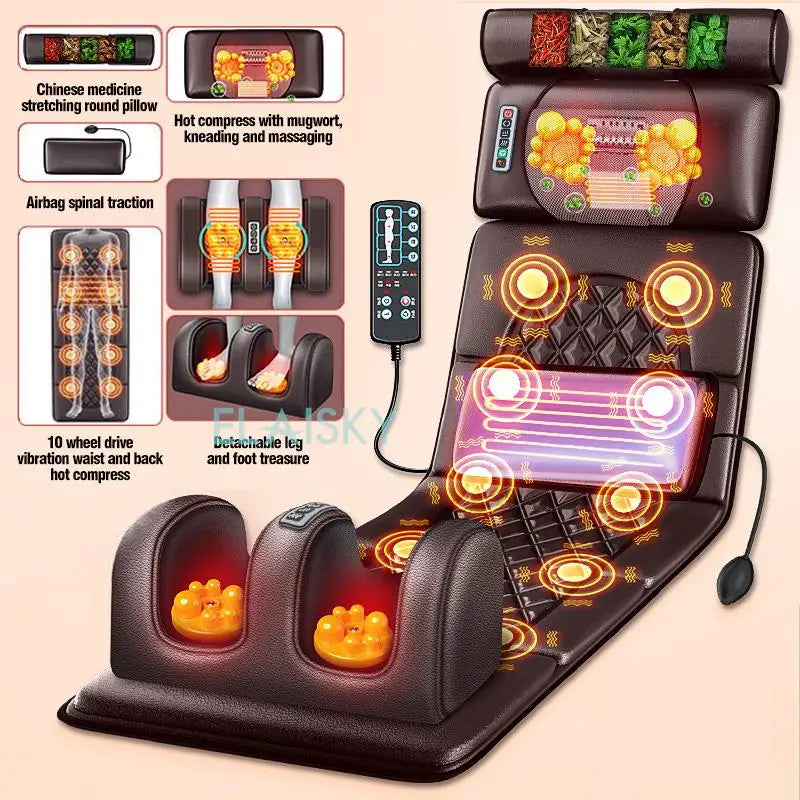 ELAISKY Electric Massage Mattress Cushion With Heat Vibration Infrared