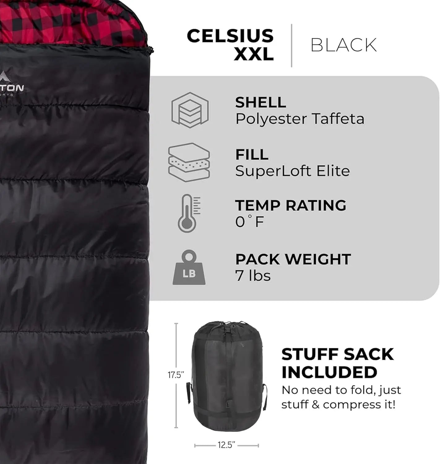 Teton Celsius XXL Sleeping Bag, Cold Weather Sleeping Bags for Adults and Kids, Camping Made Easy and