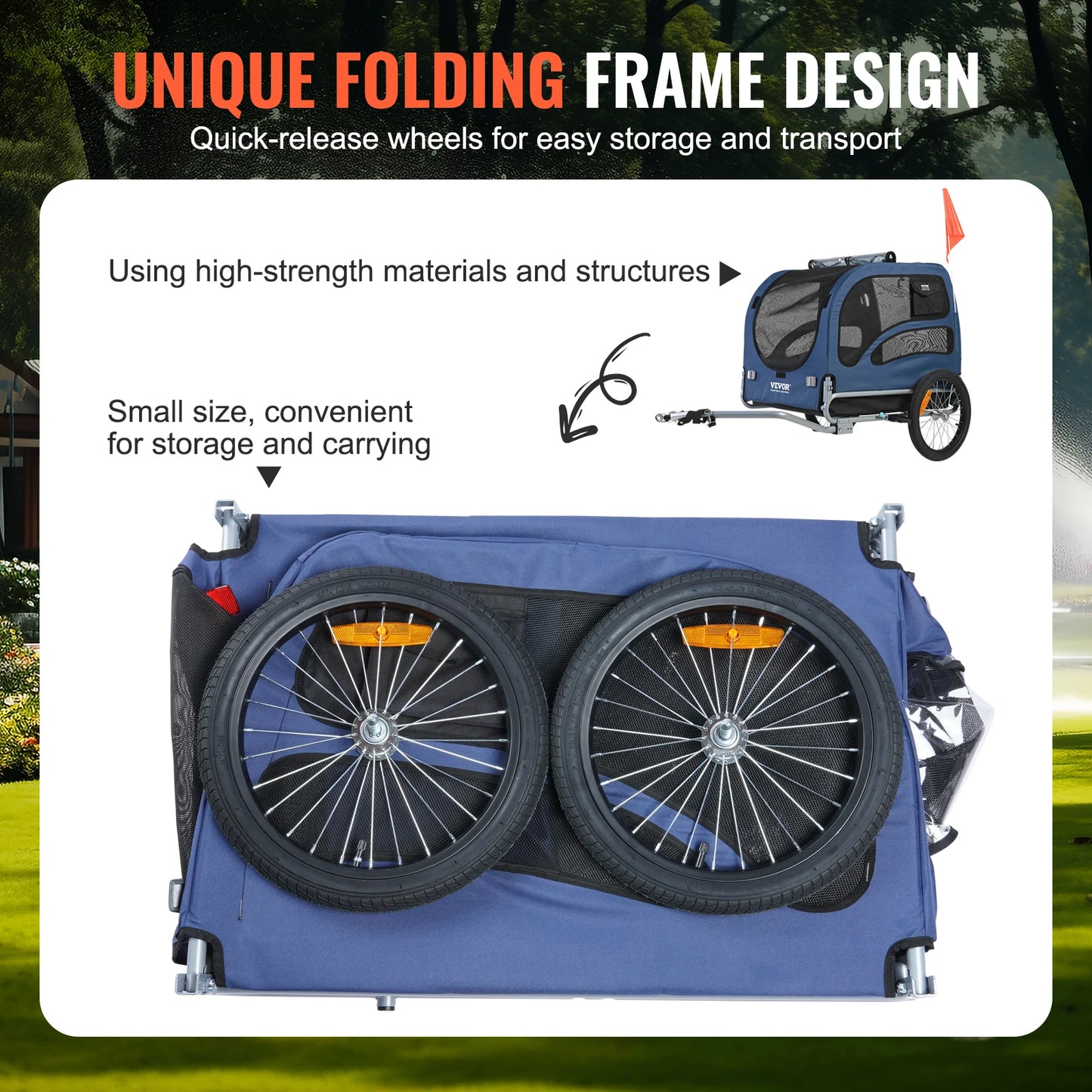 Pet Bike Trailer For Dogs 100 Lb Capacity Foldable