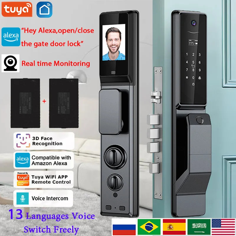 YKESDL Waterproof Outdoor Smart Lock With WiFi Alexa Tuya App Camera