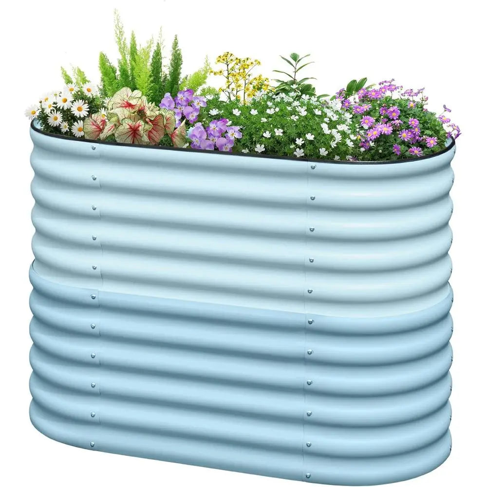 KING BIRD Raised Garden Bed 2.85 t Tall 6 in 1 Galvanized Planter Garden Box Outdoor or Gardening, Deep Root Vegetables, lowers
