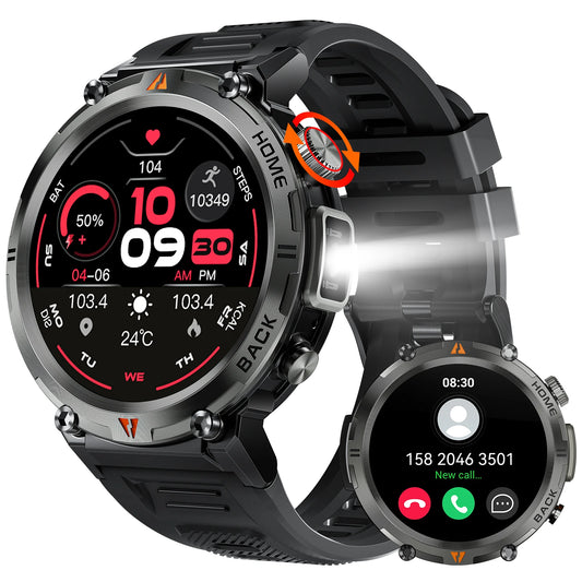 LaNikar KE3 Smart Watch Bluetooth Call Health Monitor With Flashlight