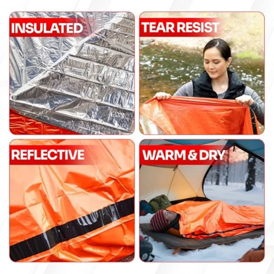 Emergency Sleeping Bag for Survival Gear and Supplies Life Bivy Sack Waterproof Mylar Emergency Blankets for Survival Kit Car C