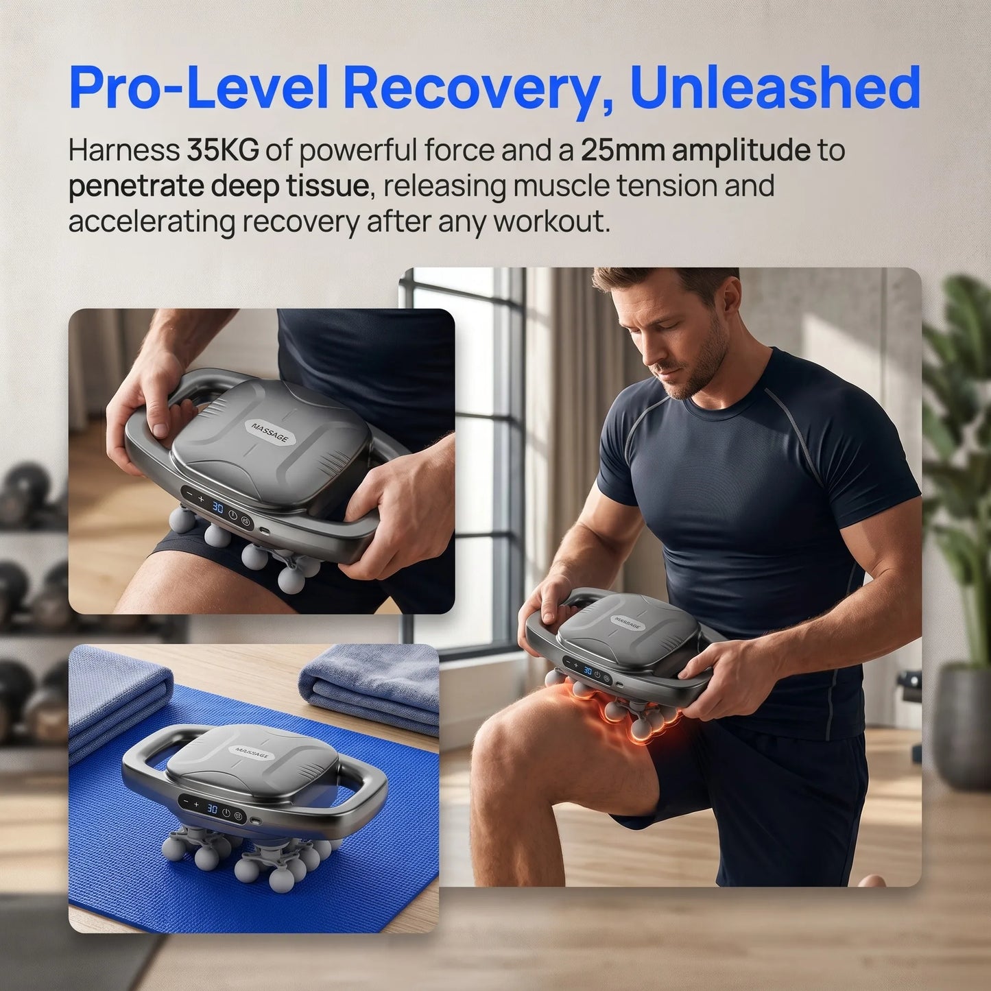 LAYQJUE Professional 16 Heads Fascia Massage Gun Cordless Handheld