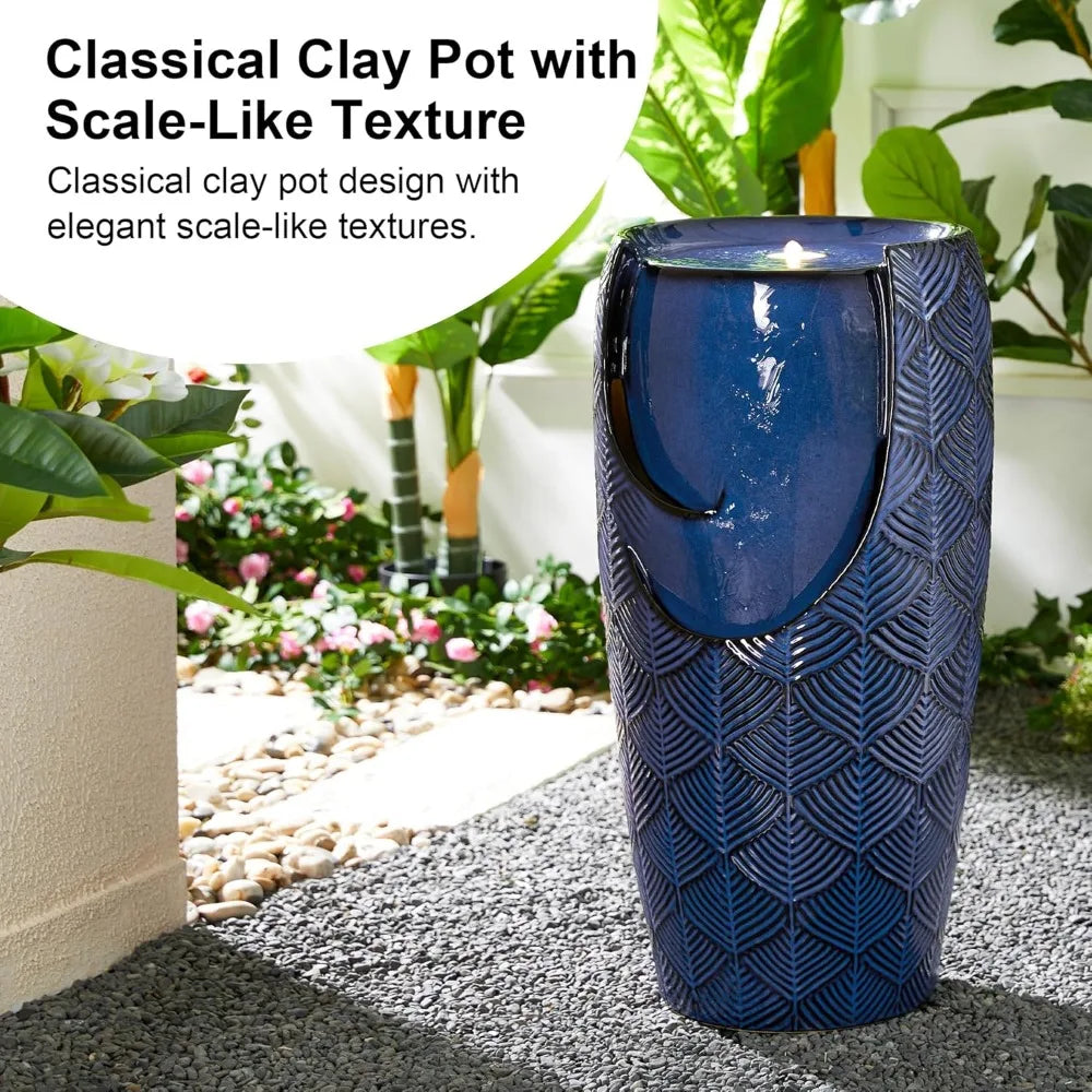 Ceramic Vase Outdoor Water Fountain for Patio Garden