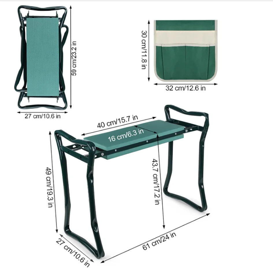 Garden Kneeler And Seat Upgraded Folding Bench Portable With Foam