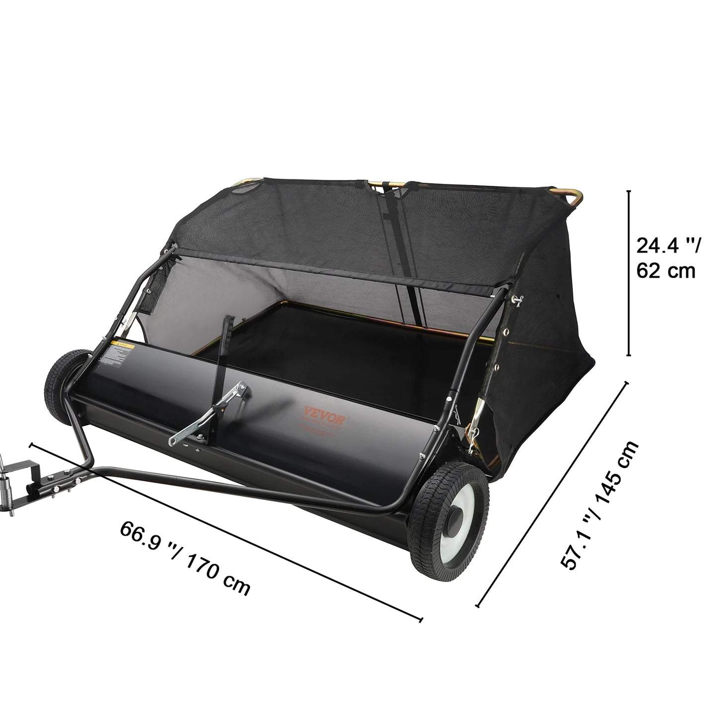 SucceBuy Tow Behind Lawn Sweeper Large Capacity Leaf Grass Collector