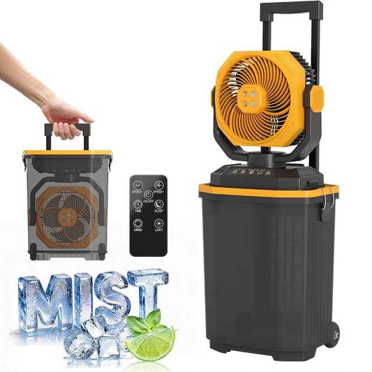 HiMISS 15L Portable Misting Fan With Remote 30000mAh Battery Wheels