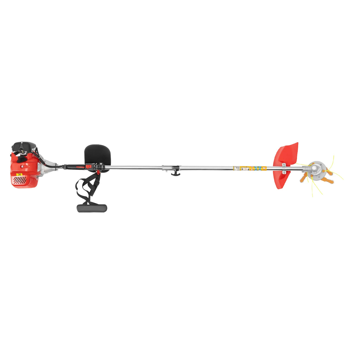 43cc 1.25kW Gasoline Brush Cutter, 2-Stroke Weed Wacker with 2 Blade Heads (Roller & Mowing), for Lawn, Orchard, Tea Garden, Rice Wheat Cutting, and Bush Clearing, 8500rpm High-Speed Grass Trimmer