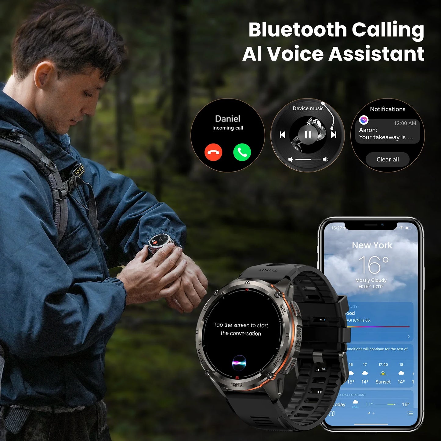 Kospet Tank T3 Ultra 2 GPS Smart Watch With Bluetooth