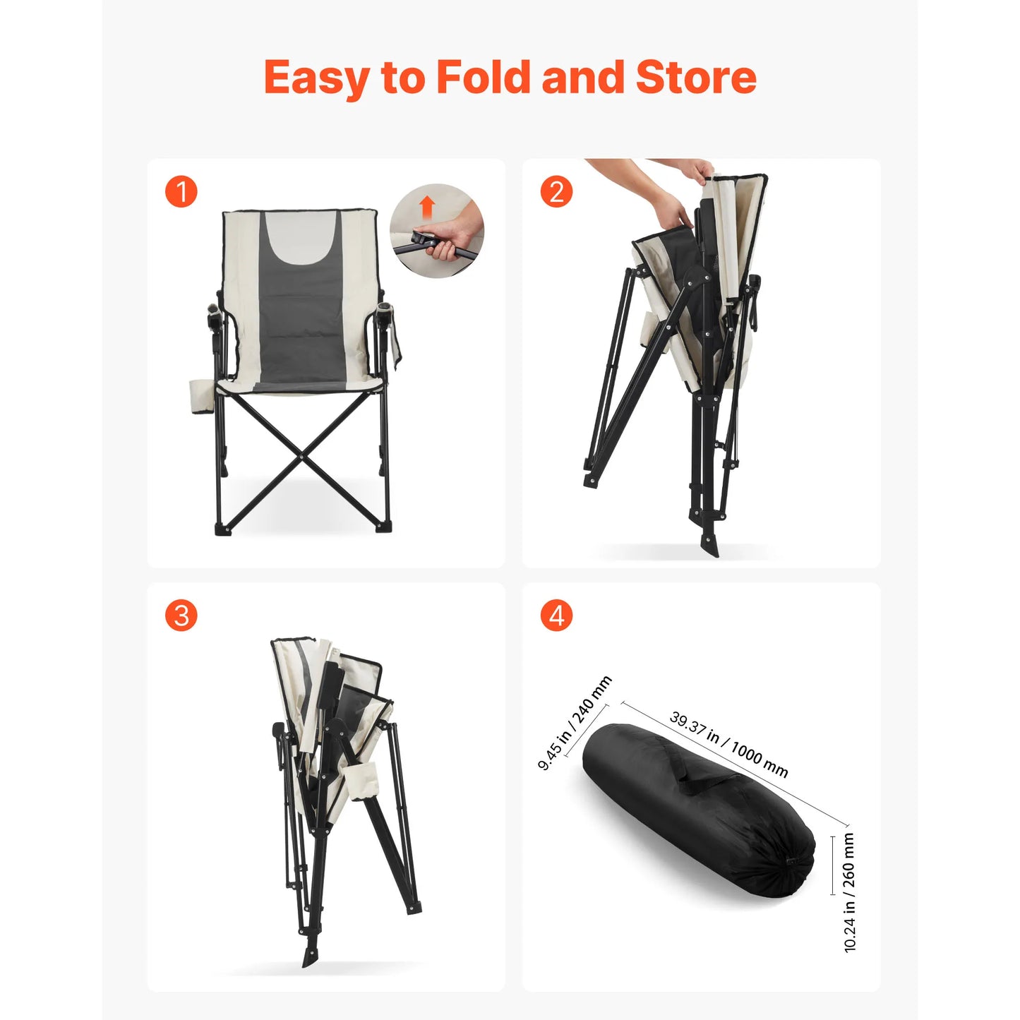 SucceBuy Folding Camping Chair, Outdoor High Back Chair Full Padded Beach Chairs with Armrest & Headrest Portable Lawn Chairs