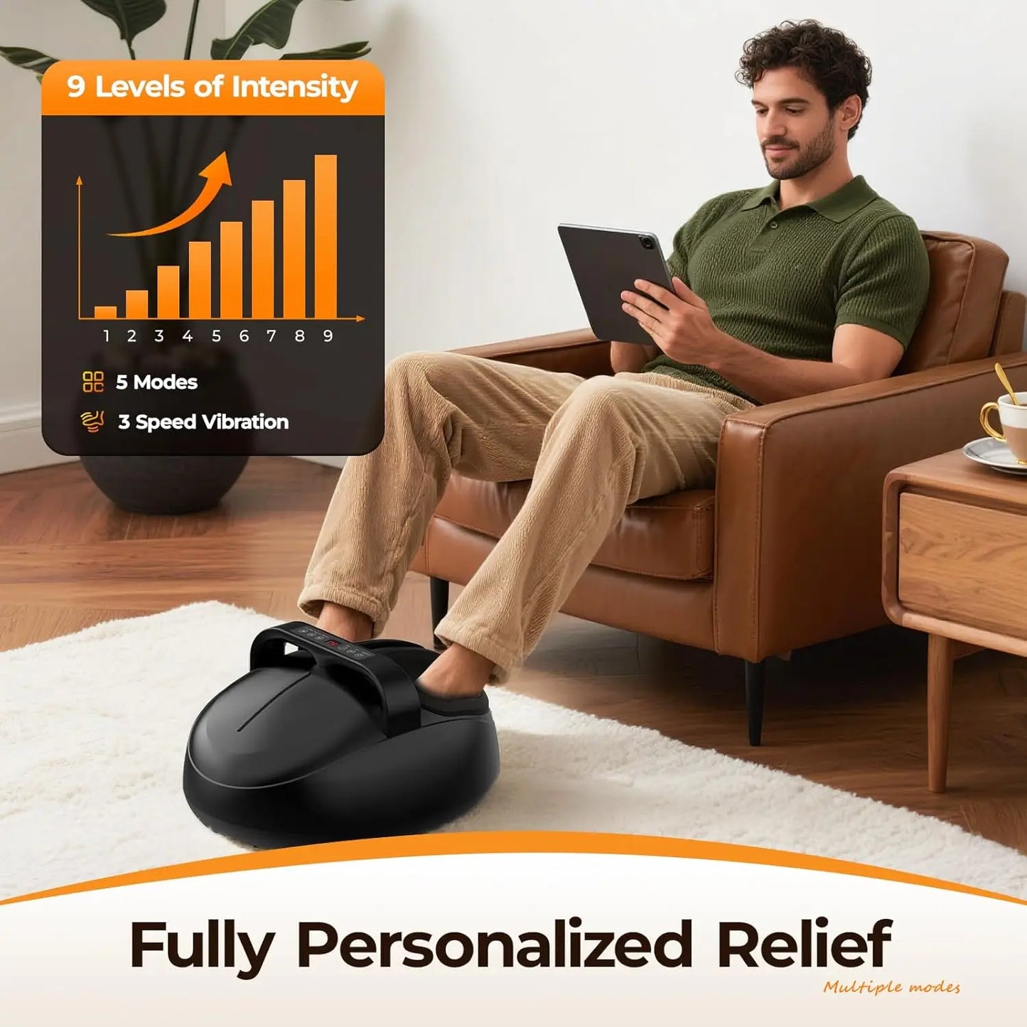 HTM Shiatsu Foot Massager With Kneading Heat And Air Pressure