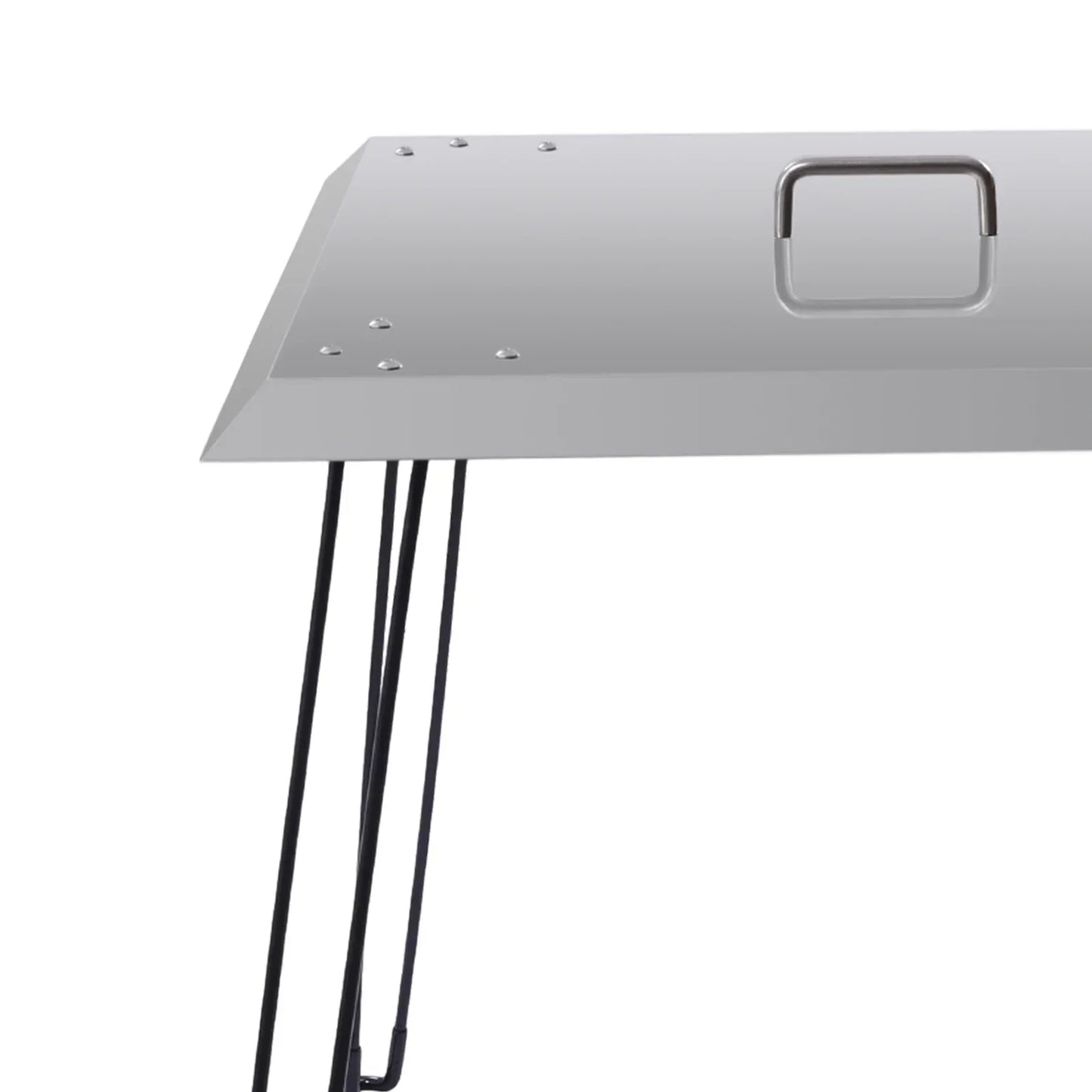Fire Pit Heat Deflector, 24 x 24 x 24 Inch Stainless Steel Fire Pit Cover, Square Burner Cover to Push Heat Down and Out with Foldable Legs and Carrying Handle for Outdoor Indoor Picnics