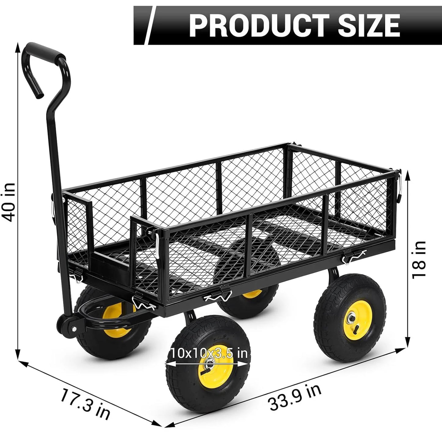 HiMISS Heavy Duty Steel Garden Cart All Terrain Wagon