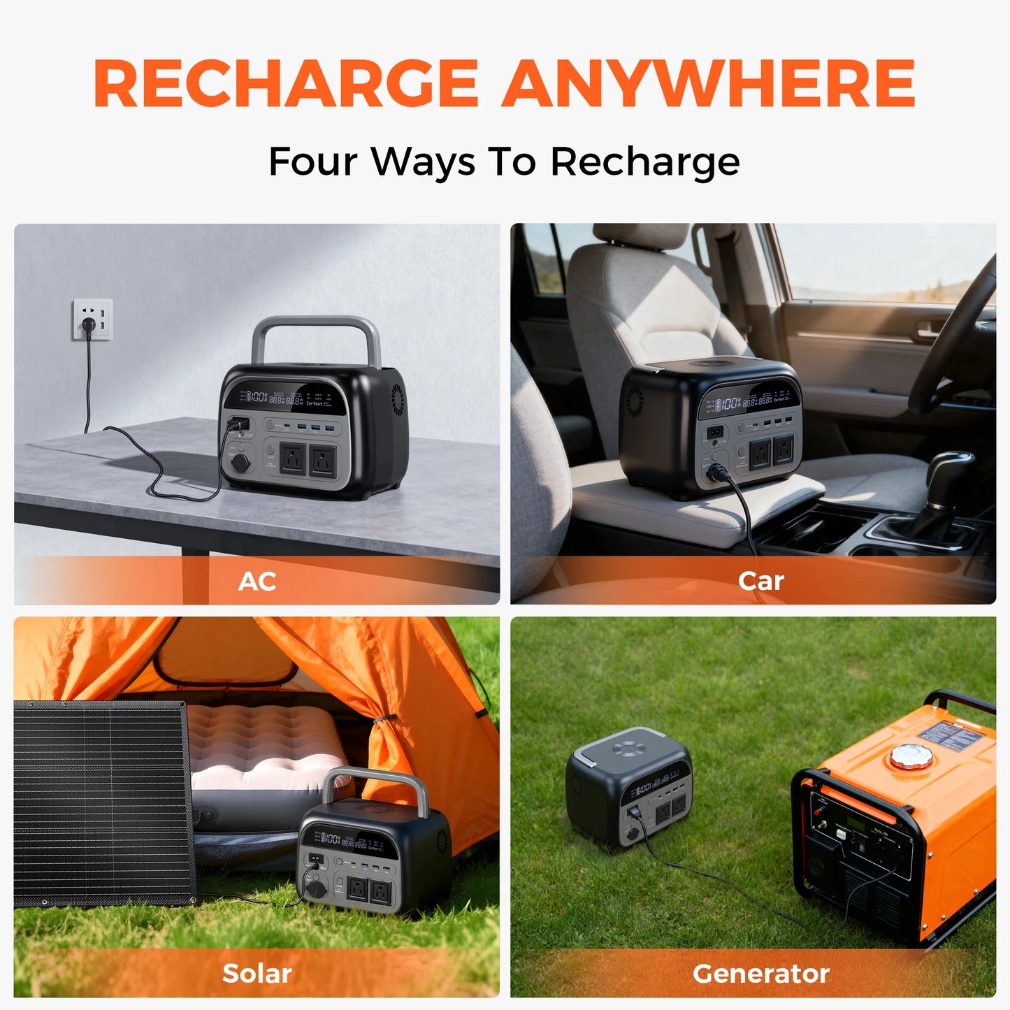 CTOLITY 500W Portable Power Station 345.6Wh LiFePO4 AP400 Solar Generator