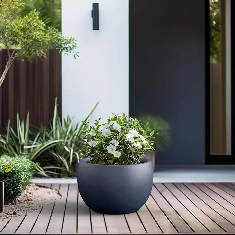 Concrete Planter Pot With Drainage For Garden And Patio
