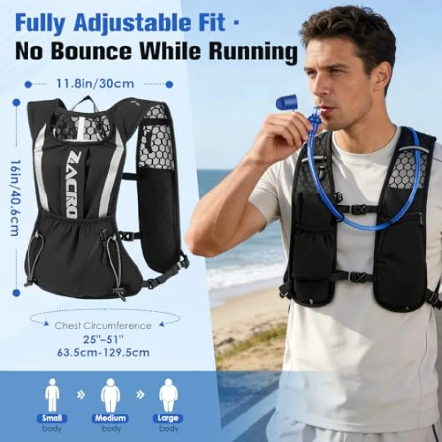 Running Hydration Vest Backpack 2L Water Bladder For Men Women