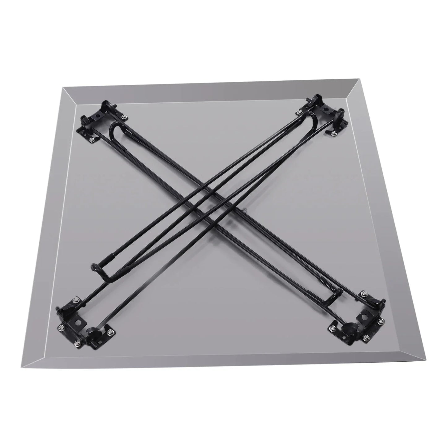 Fire Pit Heat Deflector, 24 x 24 x 24 Inch Stainless Steel Fire Pit Cover, Square Burner Cover to Push Heat Down and Out with Foldable Legs and Carrying Handle for Outdoor Indoor Picnics