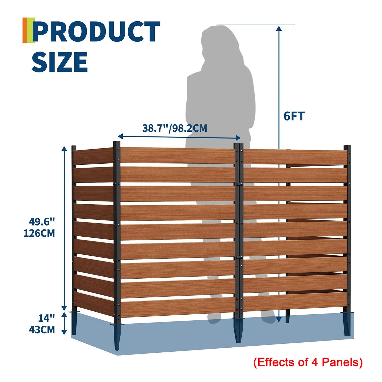 HiMISS Cedar Privacy Fence Panels Heavy Duty Outdoor Weatherproof Screening