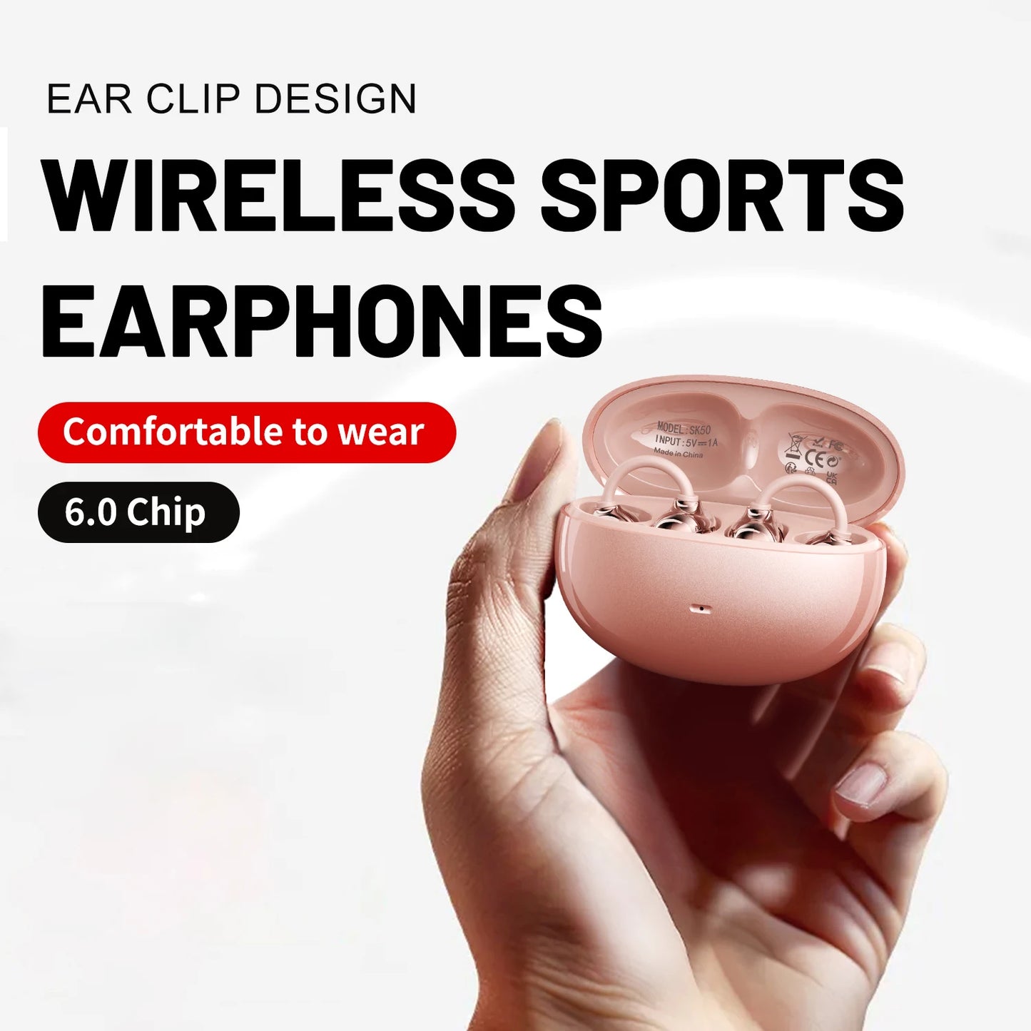 SHUKE Open Ear Clip Headphones Wireless Bluetooth 6.0 With Microphone