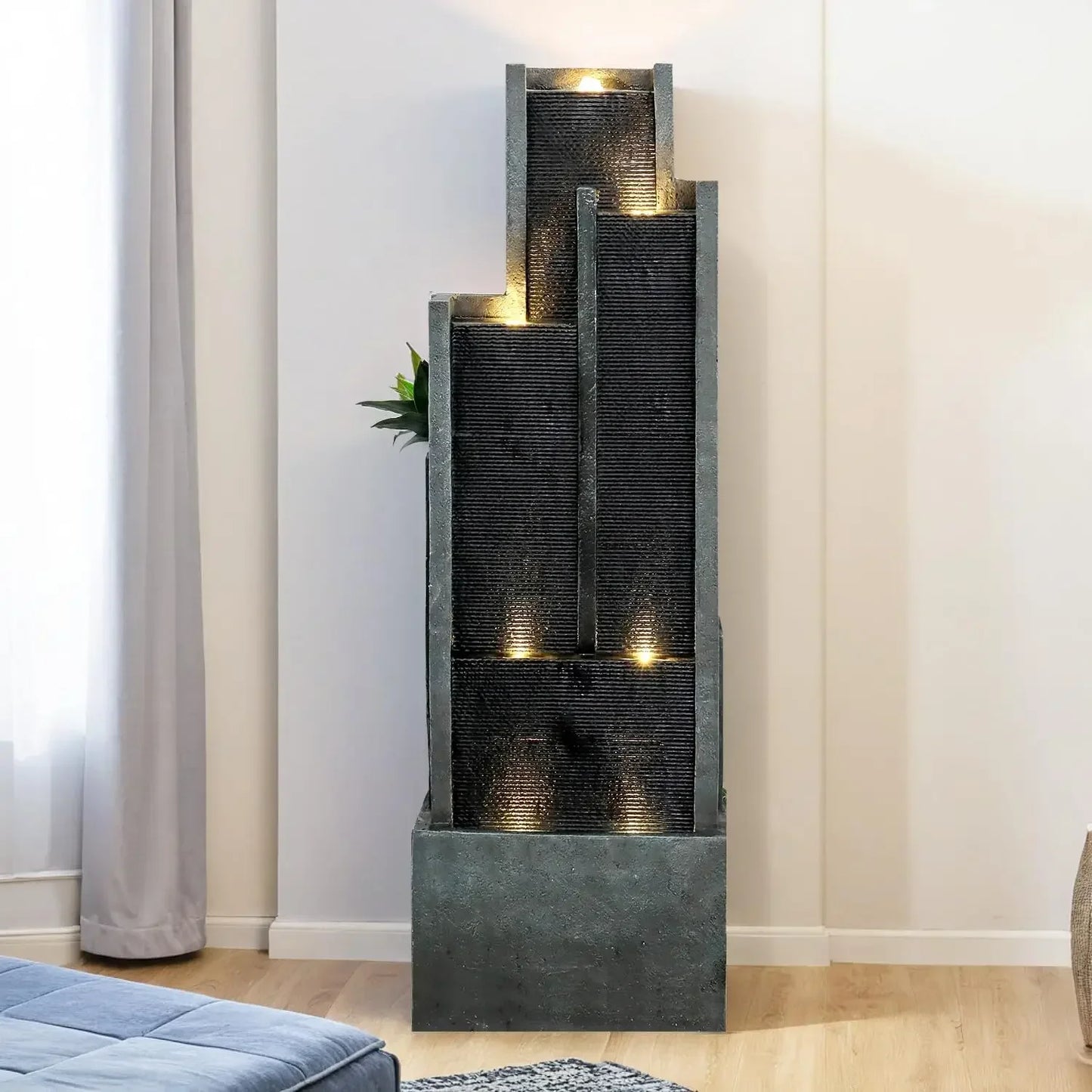 5 Tier Modern Water Fountain Indoor Outdoor Resin Garden Decor