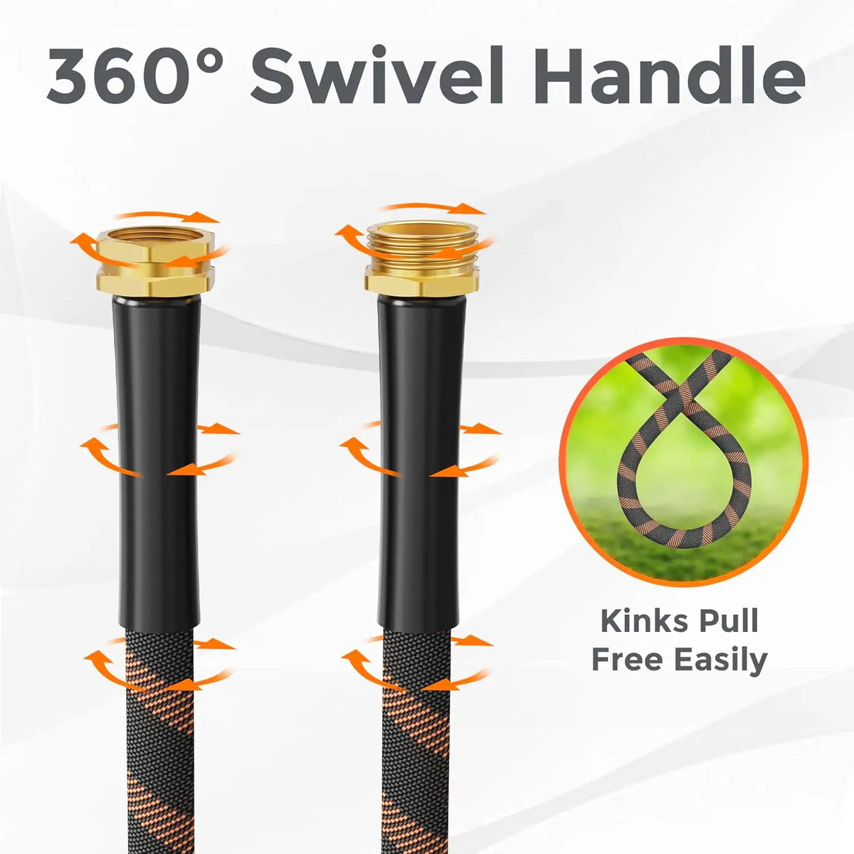 Giraffe Tools Non-Expandable Garden Hose 25-100FT 1/2” Lightweight Flexible Water Hoses Burst 600 Psi with 9 Spray Function Nozzle Heavy Duty Hose