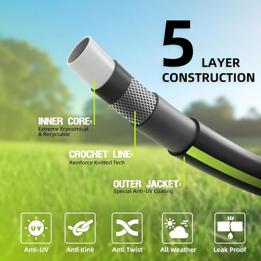 Heavy Duty Garden Hose No Kink Leakproof Flexible PVC Lawn Commercial Use