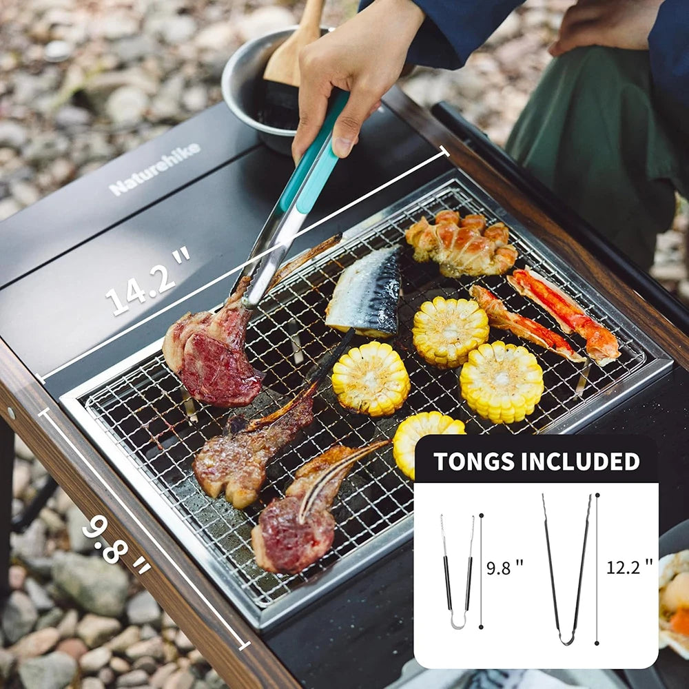 Naturehike Charcoal Grill for IGT Table Portable Folding BBQ Rack with Tongs