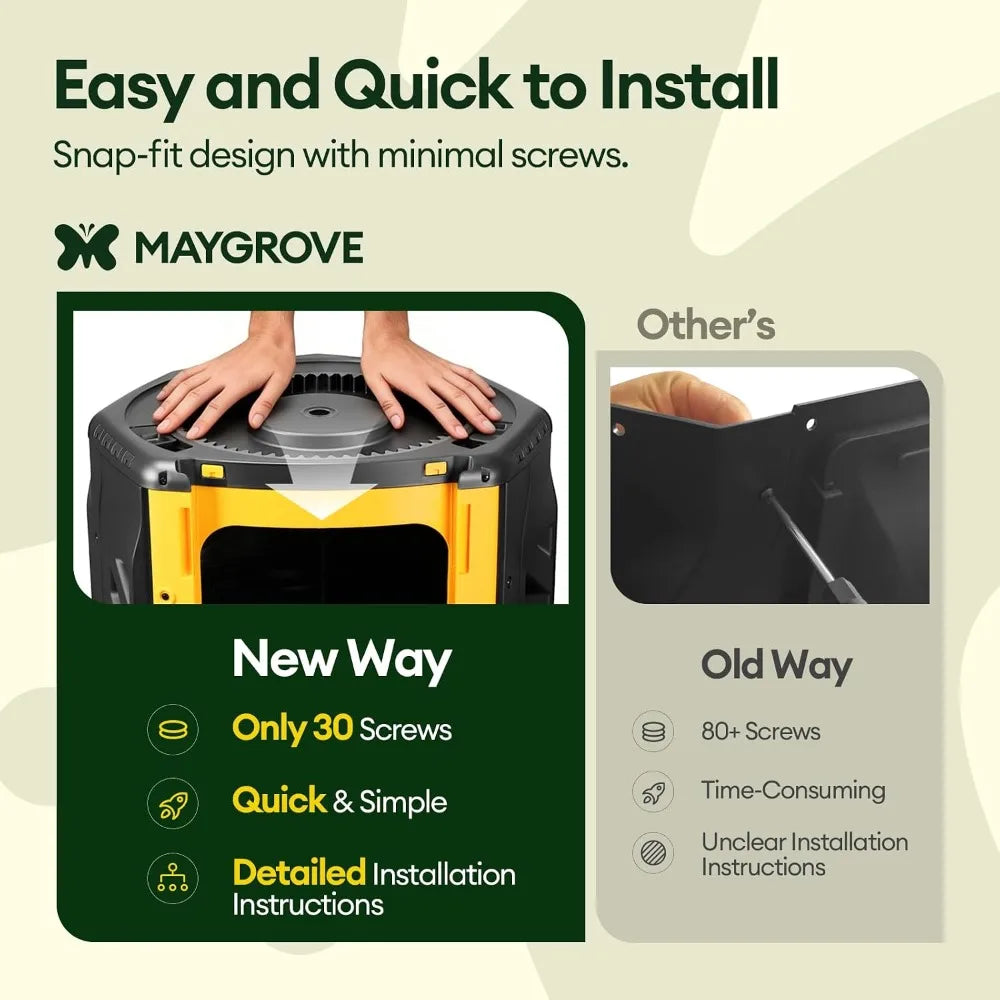 Dual Chamber Compost Tumbler With 360 Degree Rotation Sliding Doors