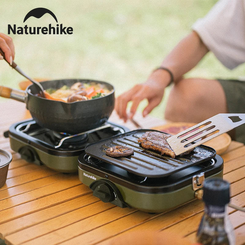 Naturehike Portable Two Burner Folding Camping Gas Stove With Griddle