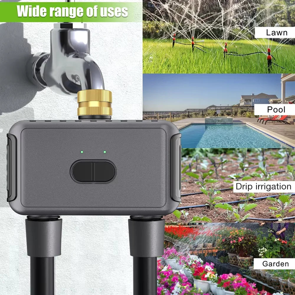 INSOMA Wifi Direct Automatic Water Timer Garden Irrigation Watering System Dual Hose Remote Control Sprinkler Programmer for Yard Lawn