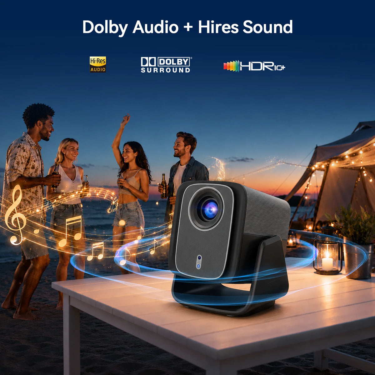 X5AR 8K Decoding Projector Native 1080P, Android 14 5G WiFi 6 BT5.4, Smart Auto Keystone Portable for Home Theater & Camping