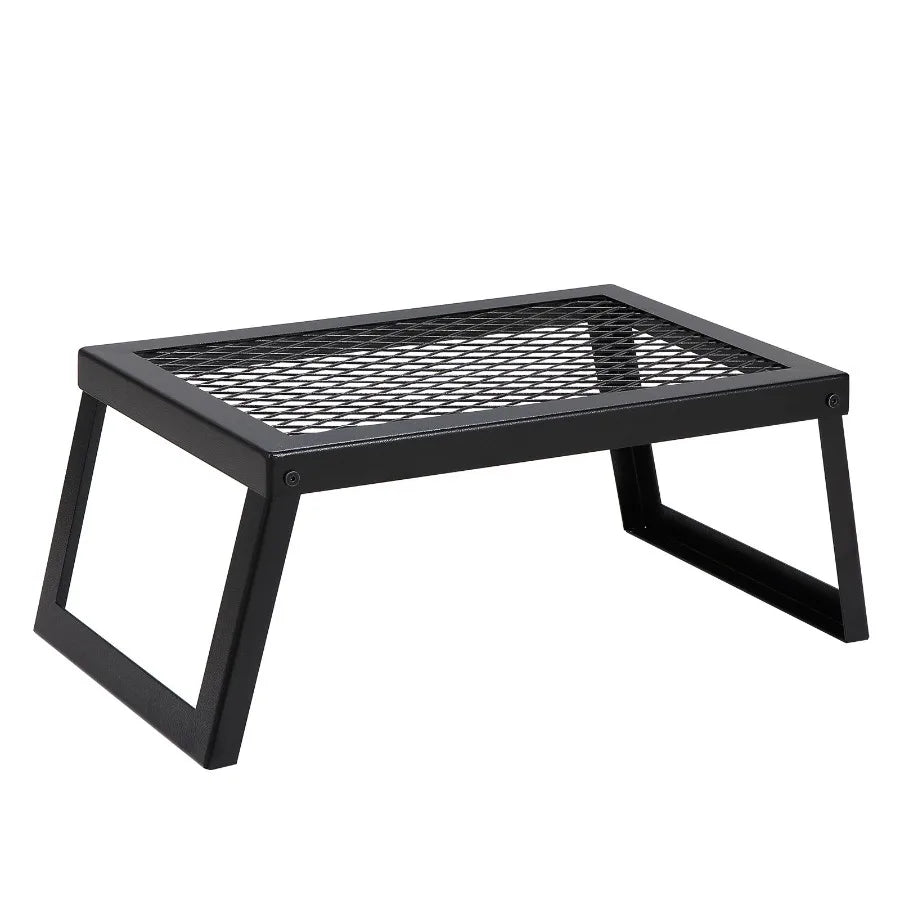 Folding Campfire Grill Heavy Duty Steel Mesh Grate 18 Portable Camping Grates Over Fire Pit Camp Fire Cooking Equipment with Le