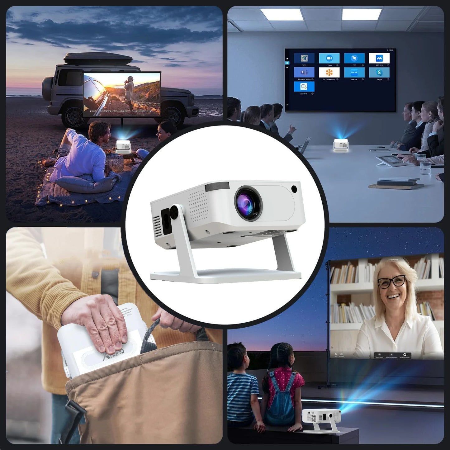 Xnano Android Smart Projector With Holder 300 ANSI Lumens HDMI