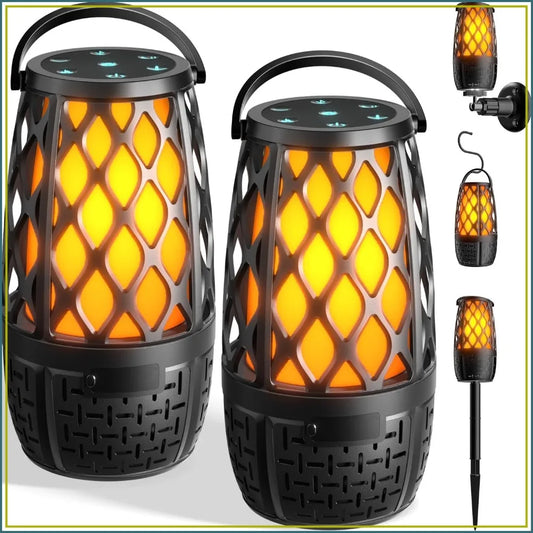 Outdoor Bluetooth Speakers with Flame Lights, IP65 Waterproof, HD Stereo Sound, 100 Speaker Connection Sync - Gifts for Men, Dad